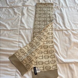 Bebe Tan Logo Knit Scarf